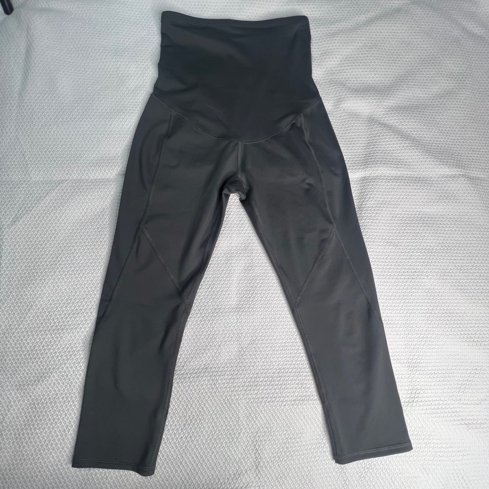 a:glow Active Maternity Leggings Gray Over the Belly Cropped Athletic Pants S
